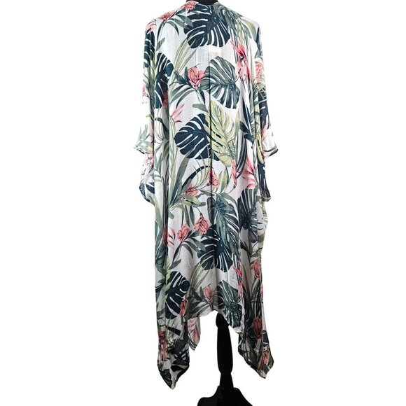Tropical Floral Kimono Cardigan Womens O/S Lightweight Cover-Up - Picture 3 of 10